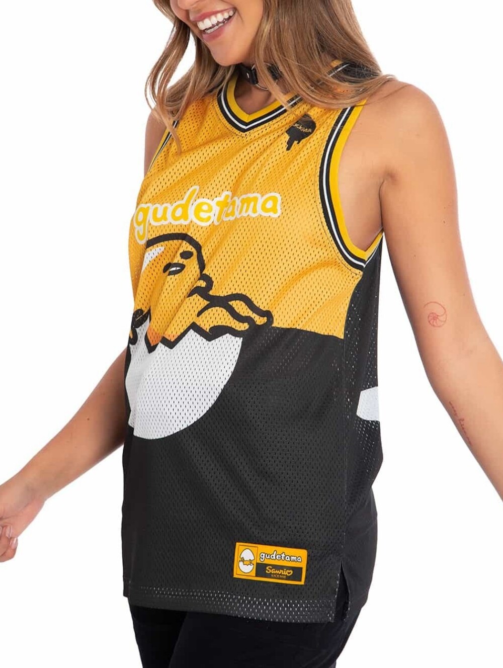 Blackmilk Sanrio Gudetama & Chill Basketball Mesh Jersey Tank Top Size Large - Picture 4 of 13